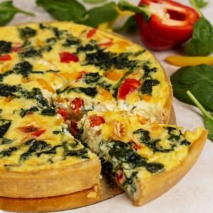 Spinach, Pepper and Goats Cheese Tart